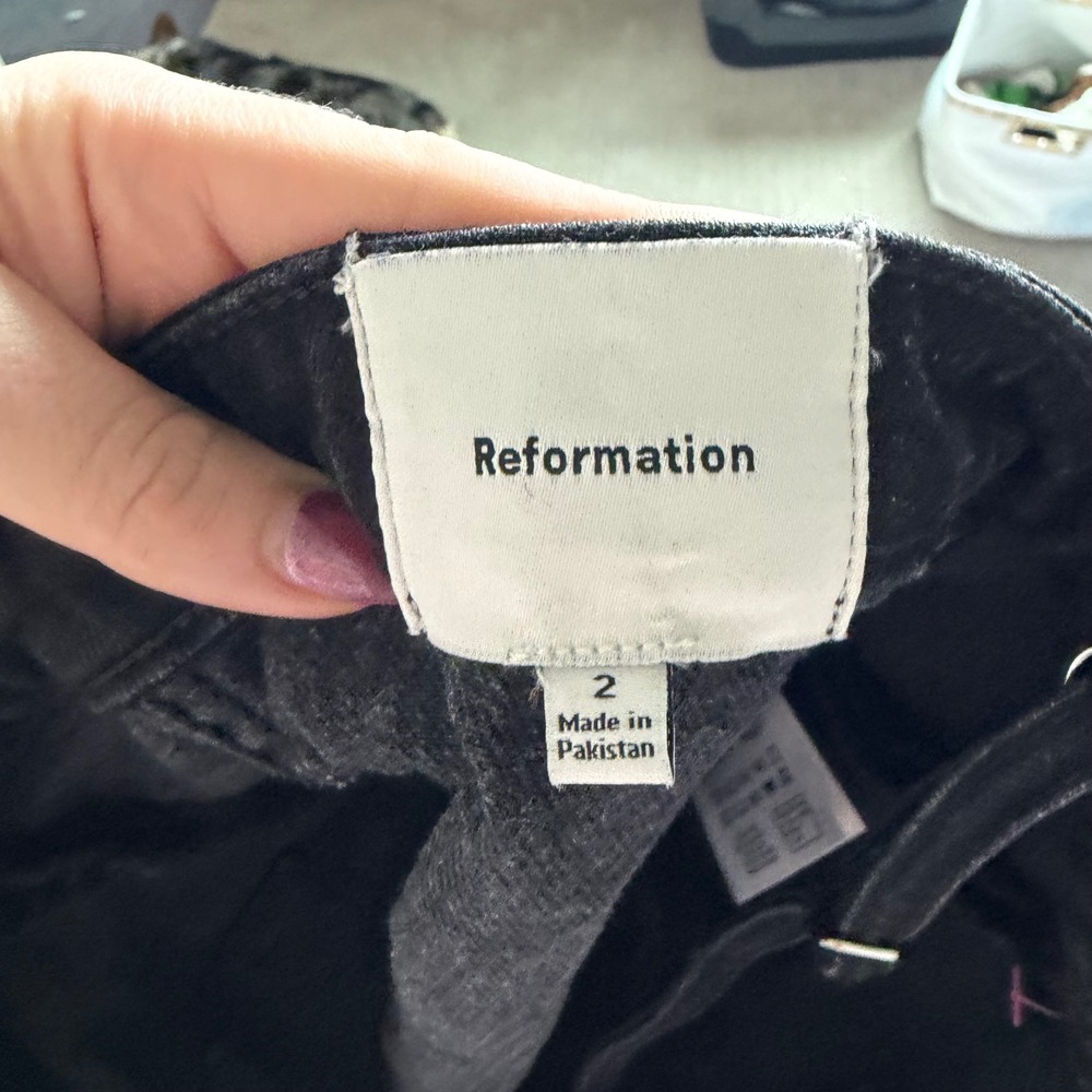 Reformation Black Coco Denim Bustier Top Size 2 - Picture 3 of 9